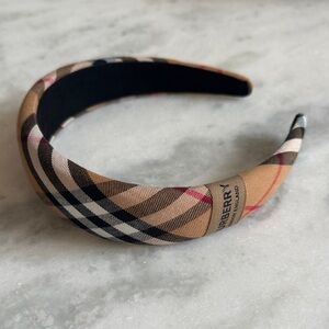 Burberry Beige and Black Checkered Headband